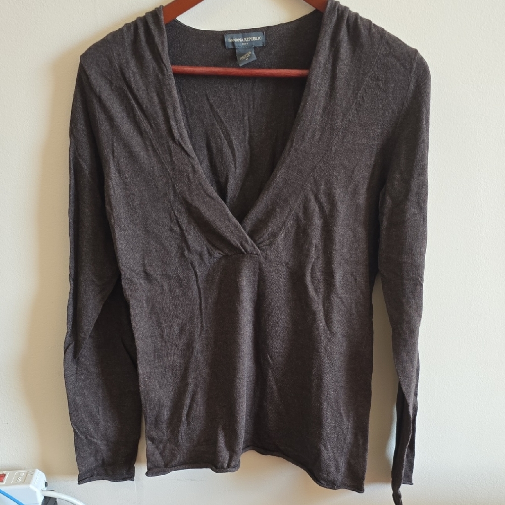 Banana Republic Deep Brown V-Neck Blouse